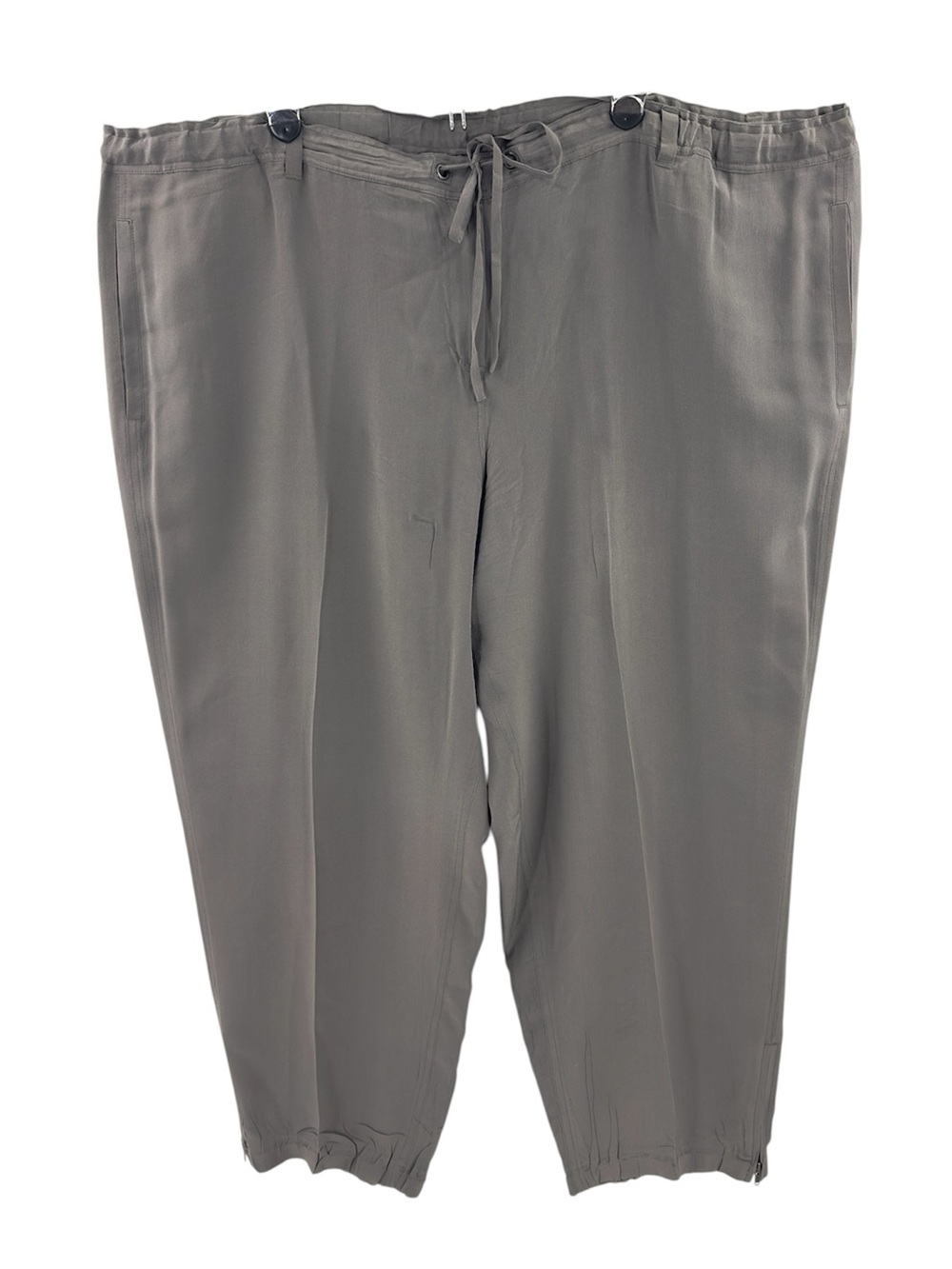 Eileen Fisher Silk Rye Ankle Cargo Pants Size 3X Washable High Rise Zip Leg Grey